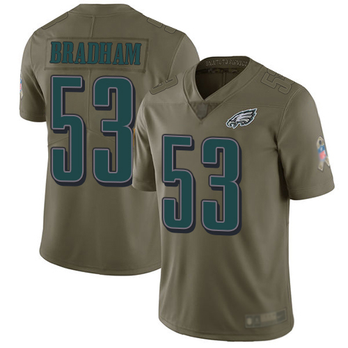 Men Philadelphia Eagles #53 Nigel Bradham Limited Olive 2017 Salute to Service Football NFL Jersey